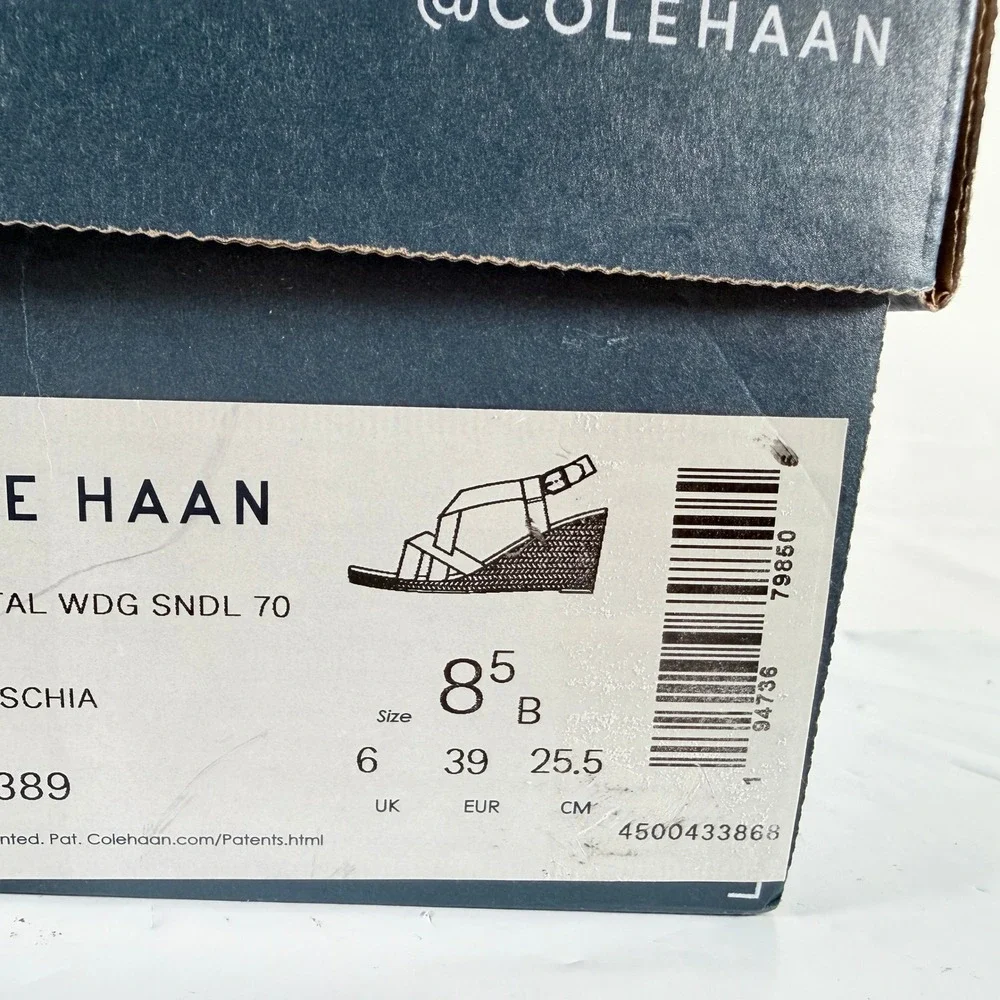 Cole Haan Crystal Wedge Sandal 70 Light Fuschia Pink Strappy Espadrille Size 8.5